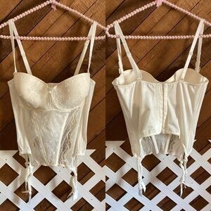 Lise Charmel cream lace corset with garter straps size US 36C